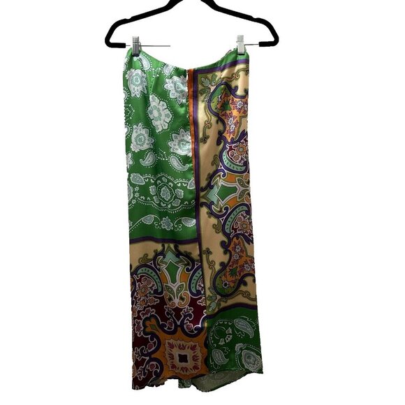 2/$30 Micas Maxi Skirt Size M Boho Resortwear Retro 70s Draped Ruched Colorful - Picture 2 of 11